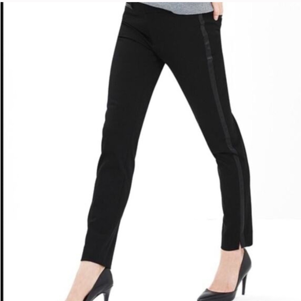 Banana Republic Sloan Pant - Black Faux Leather Trim Tuxedo Pants